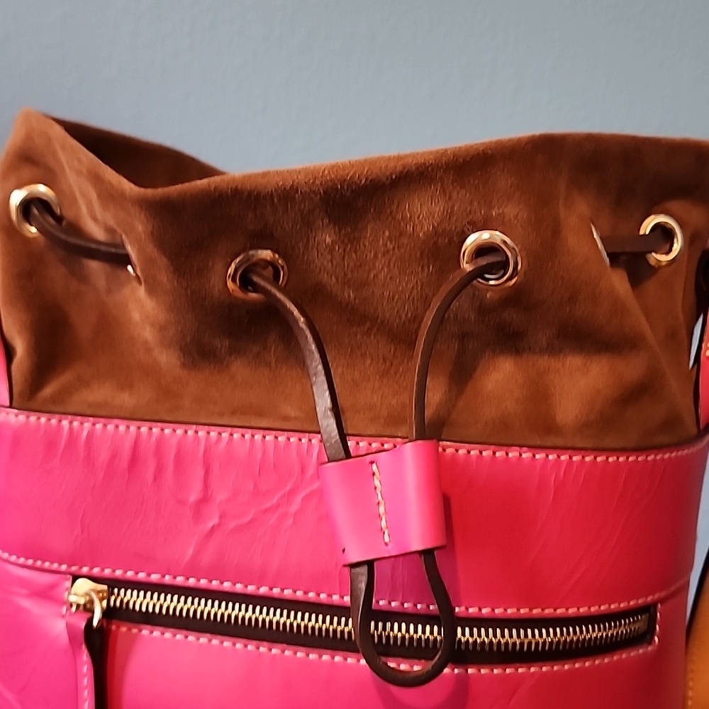 Dooney & Bourke Fuchsia Leather Shoulder Bag - Picture 14 of 17